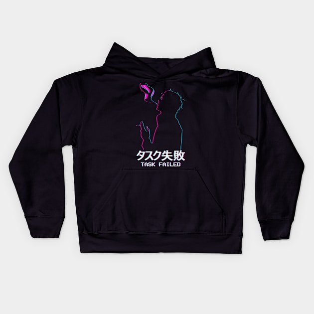 Task Failed Lofi Anime Boy Silhouette Vaporwave Kids Hoodie by Alex21